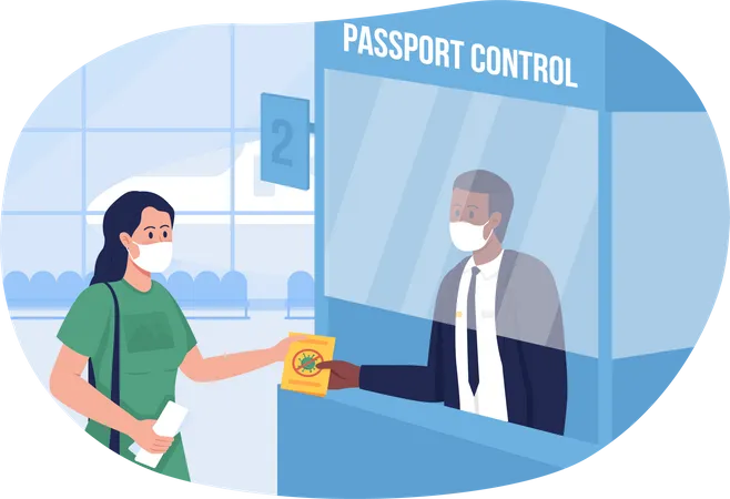 Control seguro de pasaportes en el aeropuerto  Ilustración