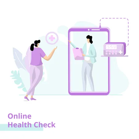 Chequeo de salud en línea  Ilustración