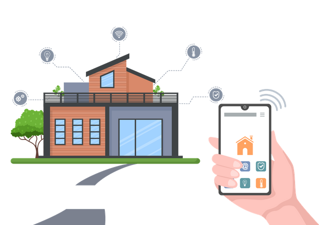 Control house temperature through smartphone application  Illustration