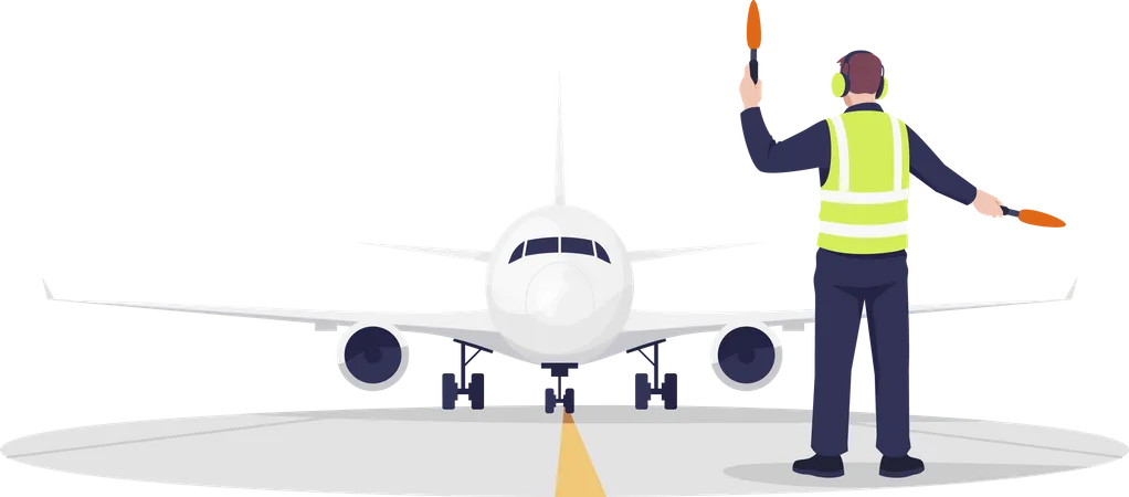 Controlador de pista de avión  Ilustración