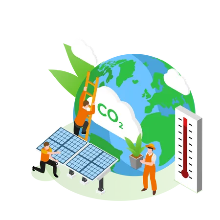 Controlar as emissões de CO2 para tornar a Terra saudável  Ilustração