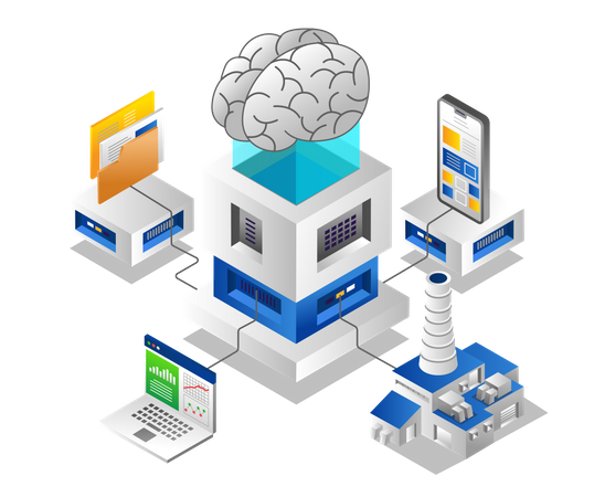 Inteligência artificial controla vários dispositivos  Ilustração