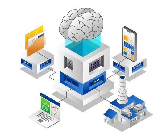 Inteligência artificial controla vários dispositivos  Ilustração