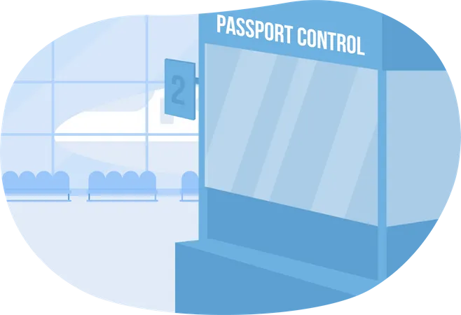 Controle de passaporte no aeroporto  Ilustração