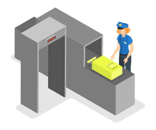 Controle de verificação de segurança de bagagem  Ilustração