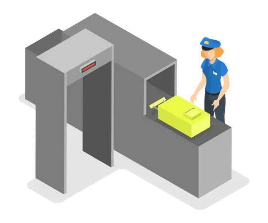 Controle de verificação de segurança de bagagem  Ilustração