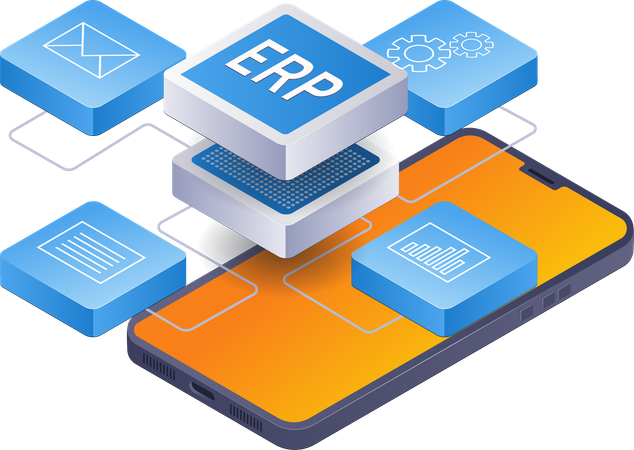 Controle de smartphone de gerenciamento ERP  Ilustração