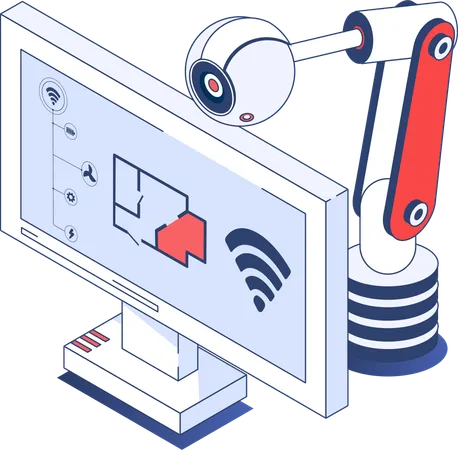 Controles domésticos inteligentes y dispositivos wifi  Ilustración