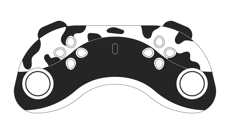 Controller Joystick Black And White 2 D Line Cartoon Object Gaming Console Isolated Vector Outline Item Videogame Device Gamer Gadget Buttons Gamepad Video Game Monochromatic Flat Spot Illustration イラスト