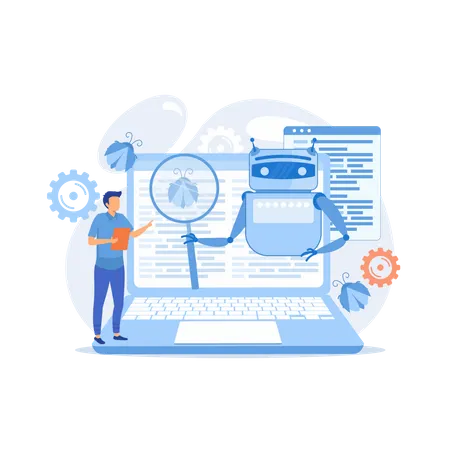 Controller reading regulations to robot  Illustration