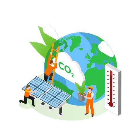 Controlling CO2 emissions to make earth healthy  Illustration