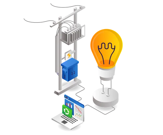 Controlling electrical energy with a computer  Illustration