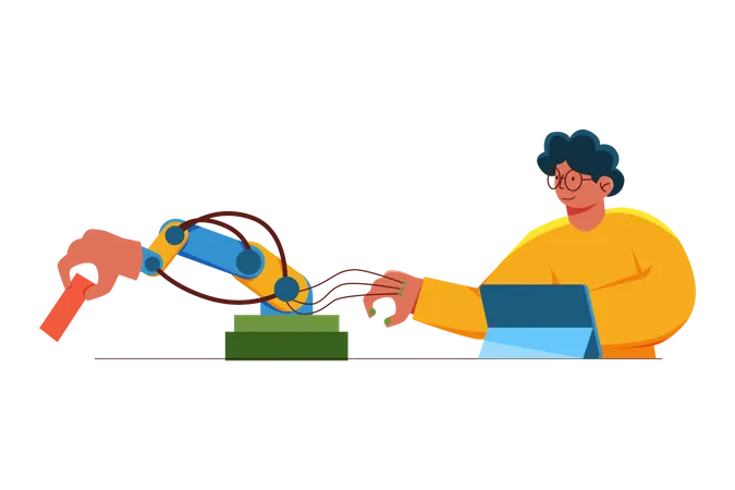 Controlling robot arm using hand gestures  Illustration