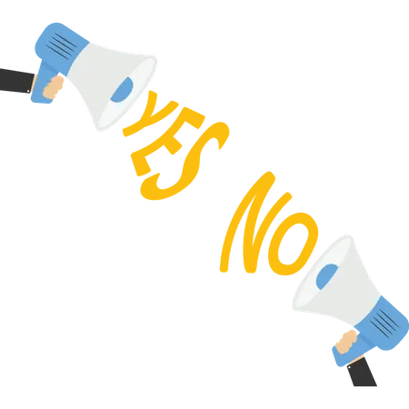 Controversy Because Of Differing Opinions Yes Or No Vector Illustration In Flat Style イラスト