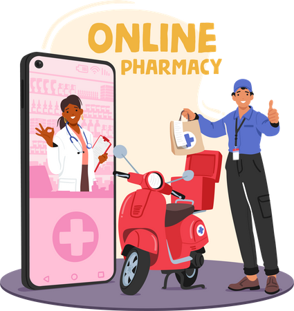 Convenient Online Pharmacy Offering A Wide Range Of Medications And Health Products  Illustration