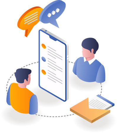 Conversa de pessoas no smartphone  Ilustração