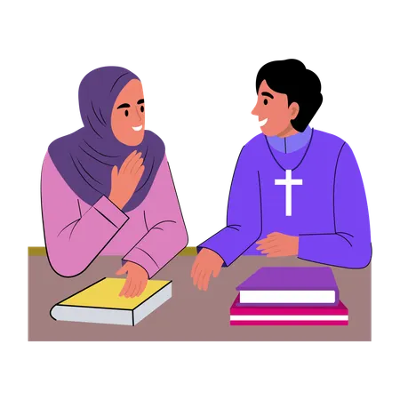 Conversa entre amigos da escola  Ilustração