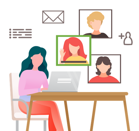 Conversa on-line com colegas  Ilustração