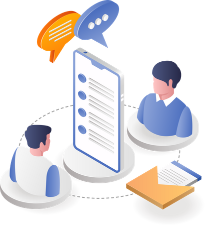 Conversation de personnes sur mobile  Illustration