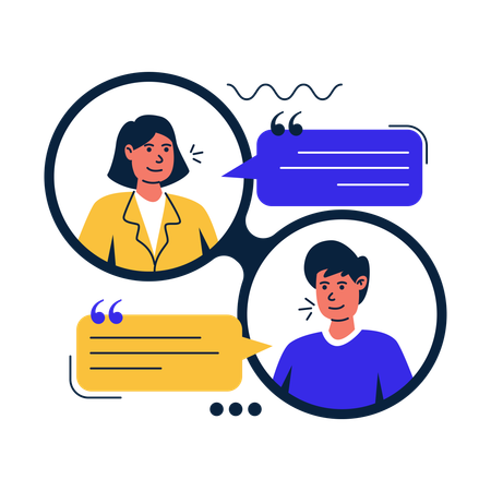 Conversation entre deux personnes qui parlent  Illustration