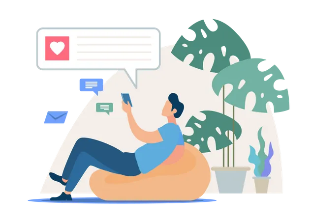Conversation in Social Network, Online Dating Illustration