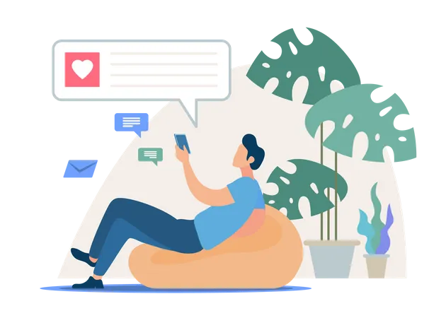 Conversation in Social Network, Online Dating  Illustration