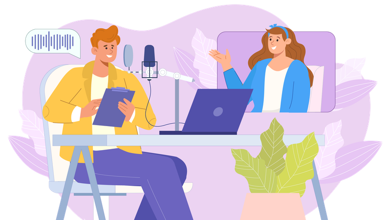 Conversation en podcast  Illustration