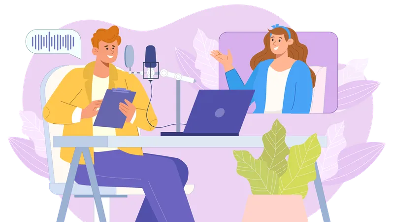 Conversation en podcast  Illustration