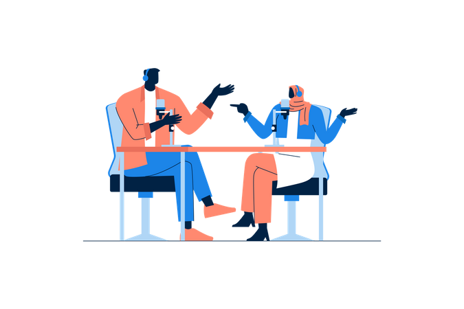 Conversation en podcast  Illustration