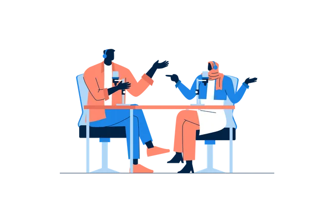 Conversation en podcast  Illustration