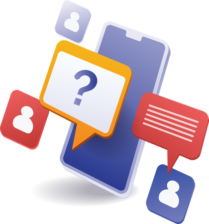 Conversation question mark social media smartphone  Illustration