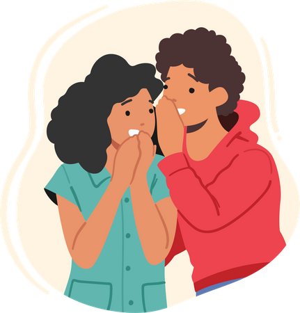 Conversation secrète entre enfants  Illustration