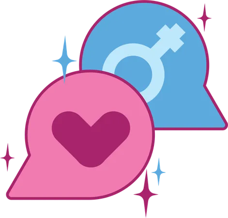 This Creative Illustration Features Speech Bubbles With A Heart And The Female Symbol Representing Open Dialogues About Womens Rights And Gender Equality Illustration
