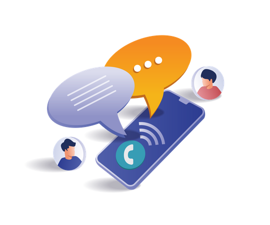 Conversation with smartphone application Illustration