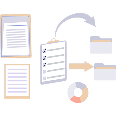 Conversion des données de la liste de contrôle dans un dossier  Illustration