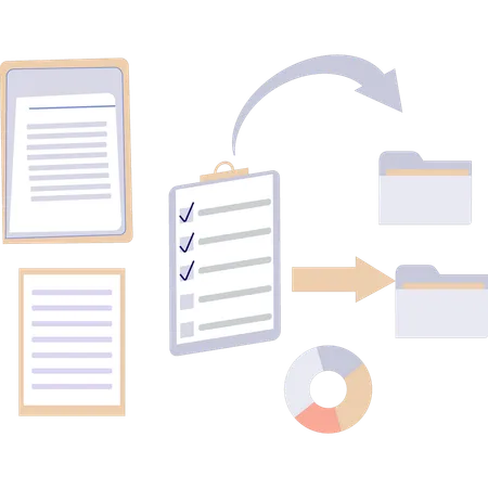 Conversion des données de la liste de contrôle dans un dossier  Illustration