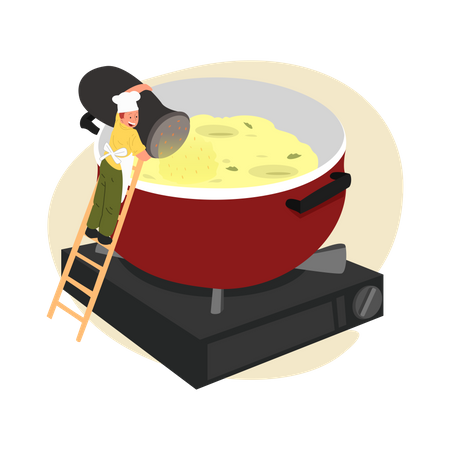 Cook adding spices Illustration