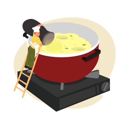 Cook adding spices  Illustration