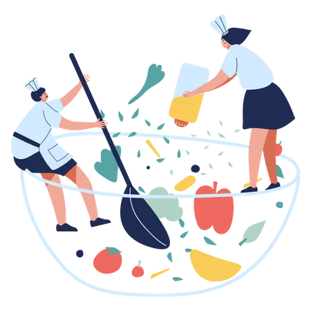 Cook making delicious dish Illustration