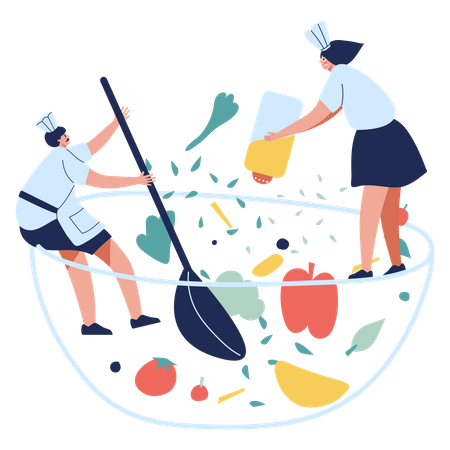 Cook making delicious dish  Illustration