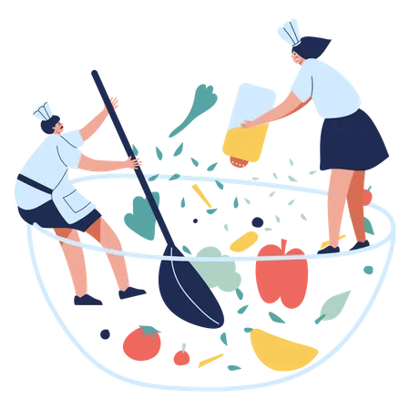 Cook making delicious dish  Illustration