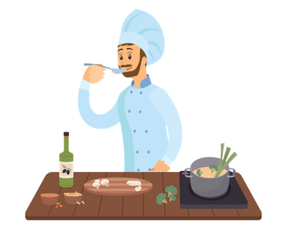 Cook making dish Illustration