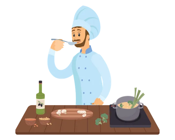 Cook making dish Illustration