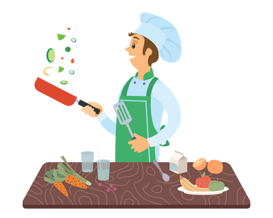 Cook making food  Illustration