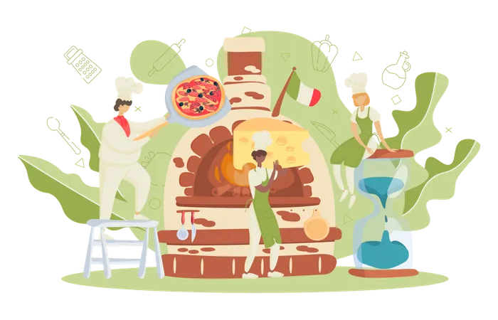 Cook making pizza  Illustration