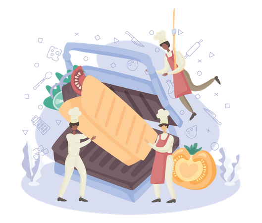 Cook making shawarma Illustration