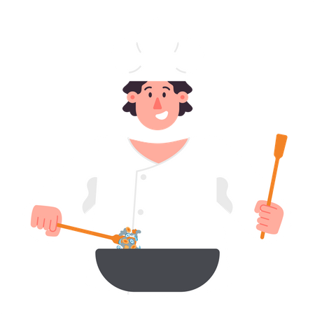 Cook preparing meal Illustration