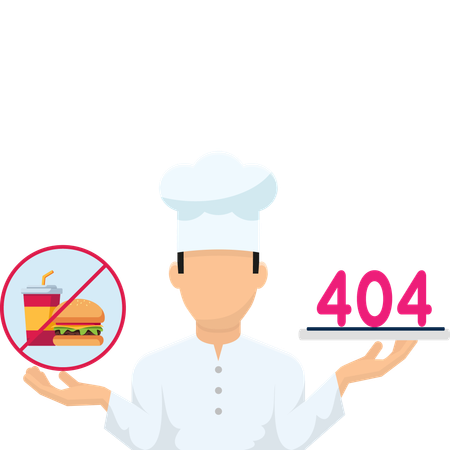 Cook said Oops No food available  Illustration