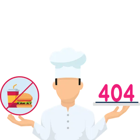 Cook said Oops No food available  Illustration