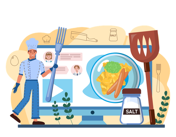 Cooked eggs online service  イラスト